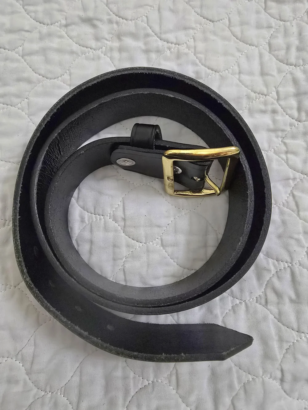 NWOT JayPee Men's Size 44 Black Leather Belt Gold Buckle 1 5/8